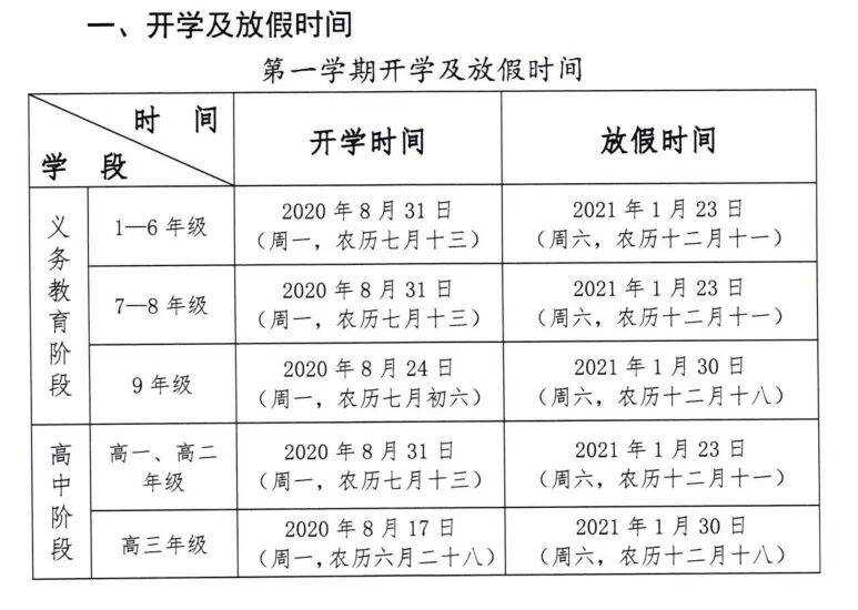 初二开学时间最早