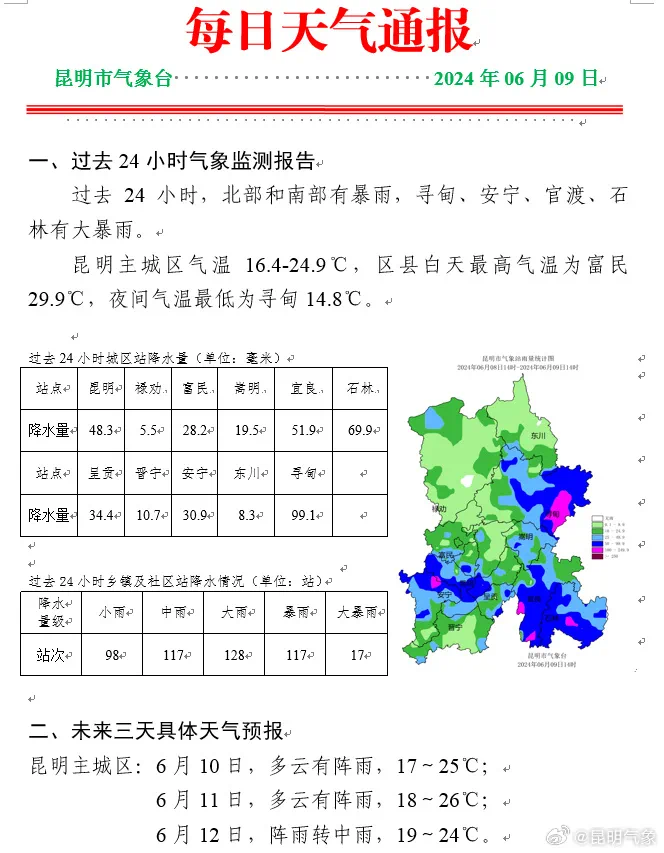 云南曲靖暴雨最早预警